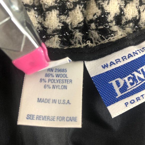 Vintage Pendleton Wool Black White Houndstooth Separates Suit Blazer Jacket Skir - Picture 14 of 15